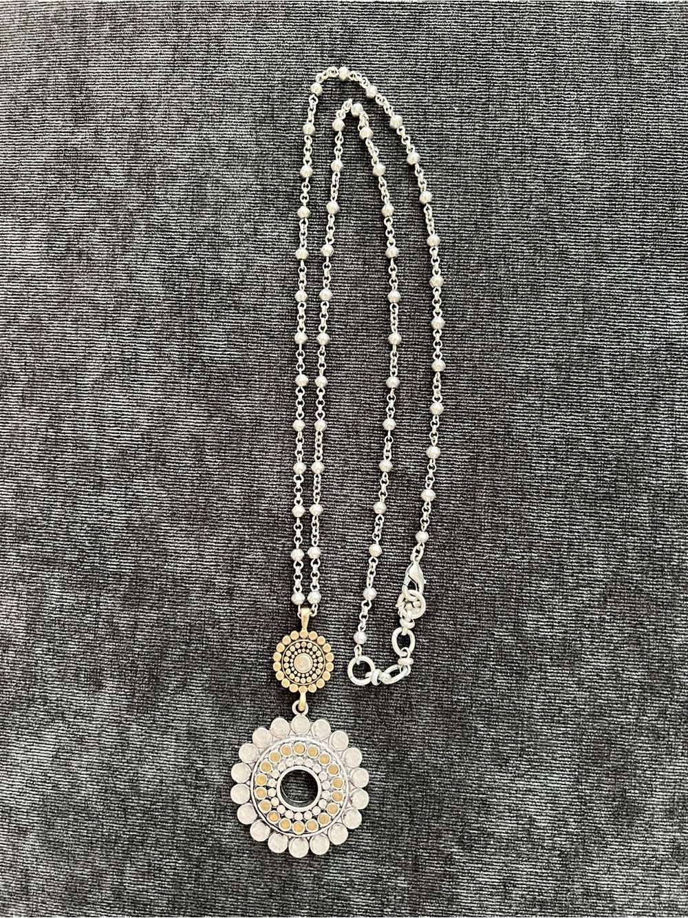 Lucky Brand - Silver tone and Gold tone -  Two-Tone Floral Pendant Necklace